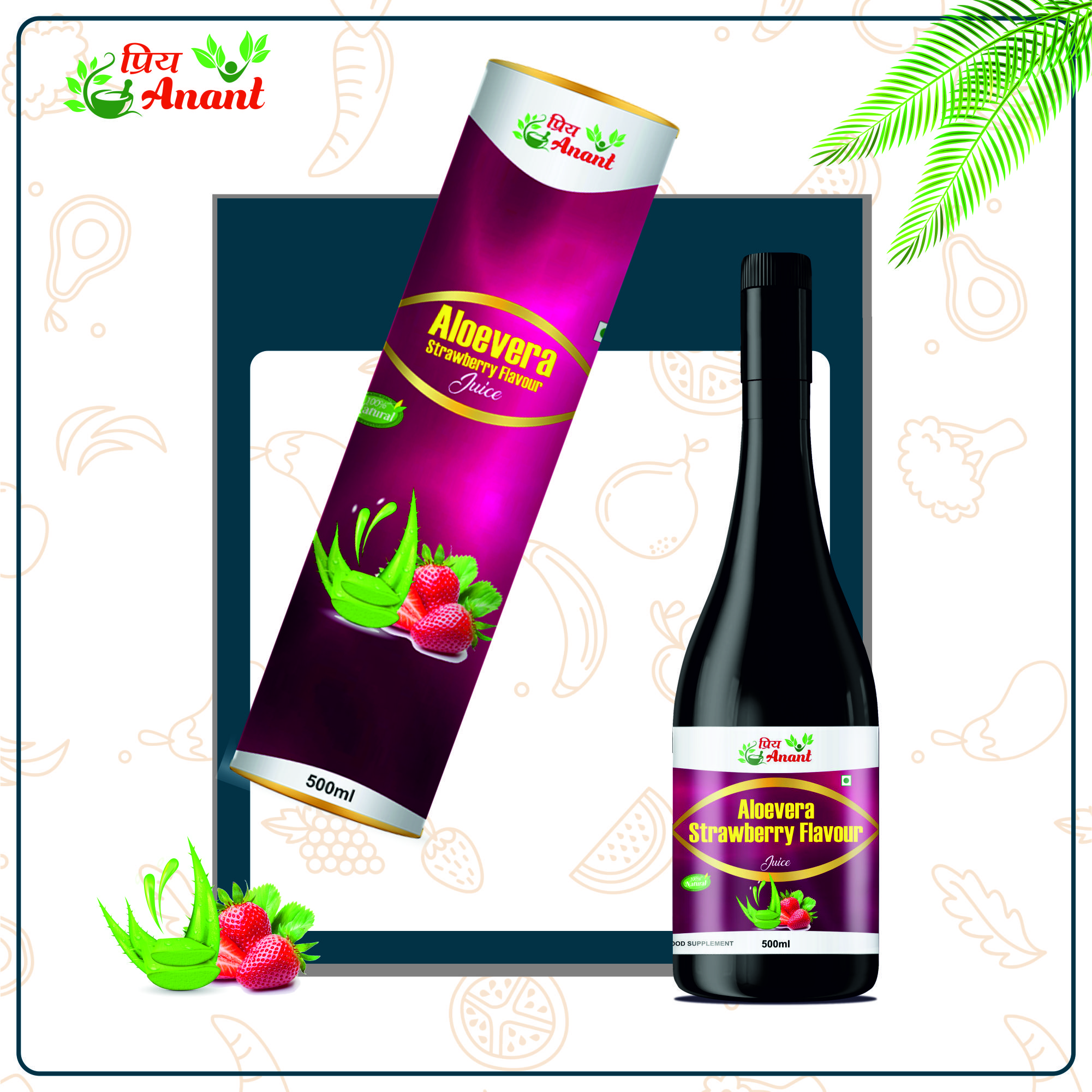 aloe vera with strawberry juice 500ml